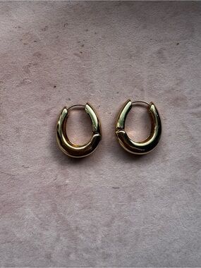 Source Unknown Gold Chunky Huggie Earrings